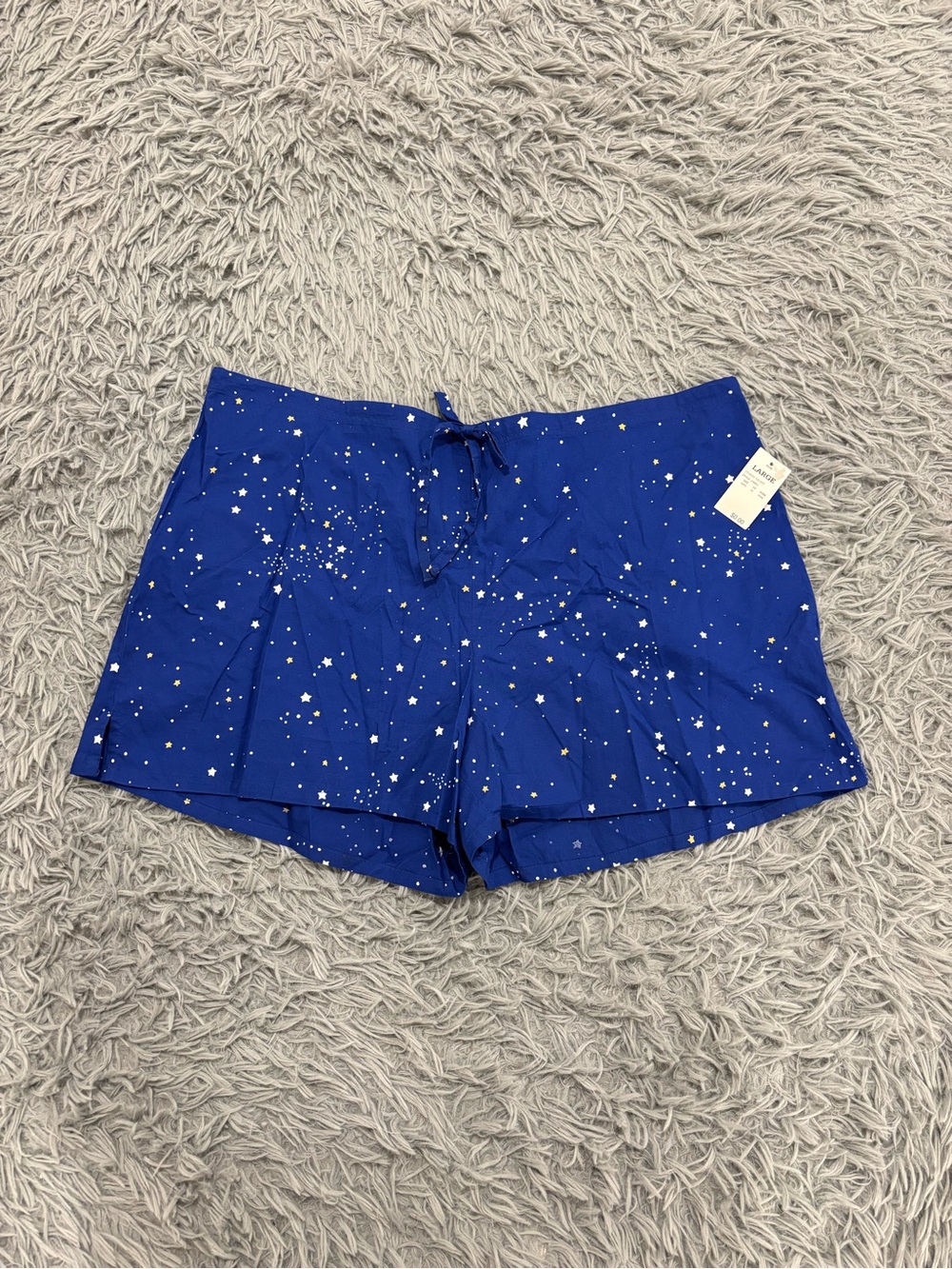 NEW Nick & Nora Womens Blue Starry Night Pajama Sleep Shorts Large Cotton Lounge